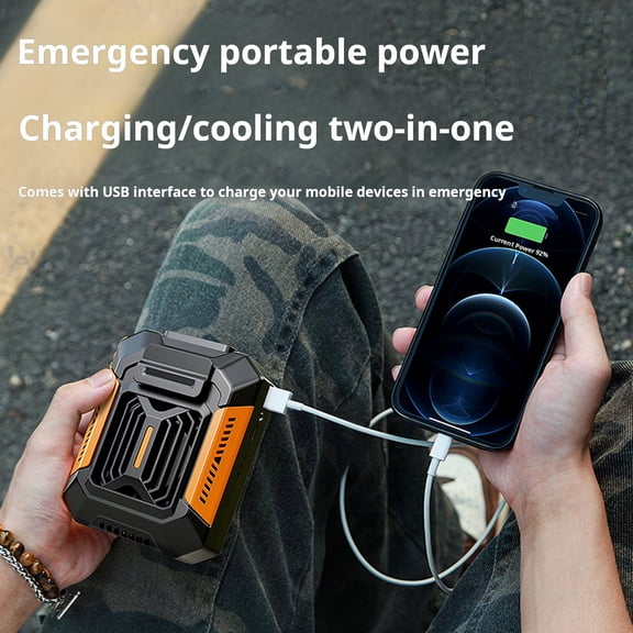 sunsanly Waist Hanging Cooling Fan 3 Levels Adjustable Waterproof Portable Multifunctional LED Flashlight Power Bank Mini Air Conditioner Belt Fan