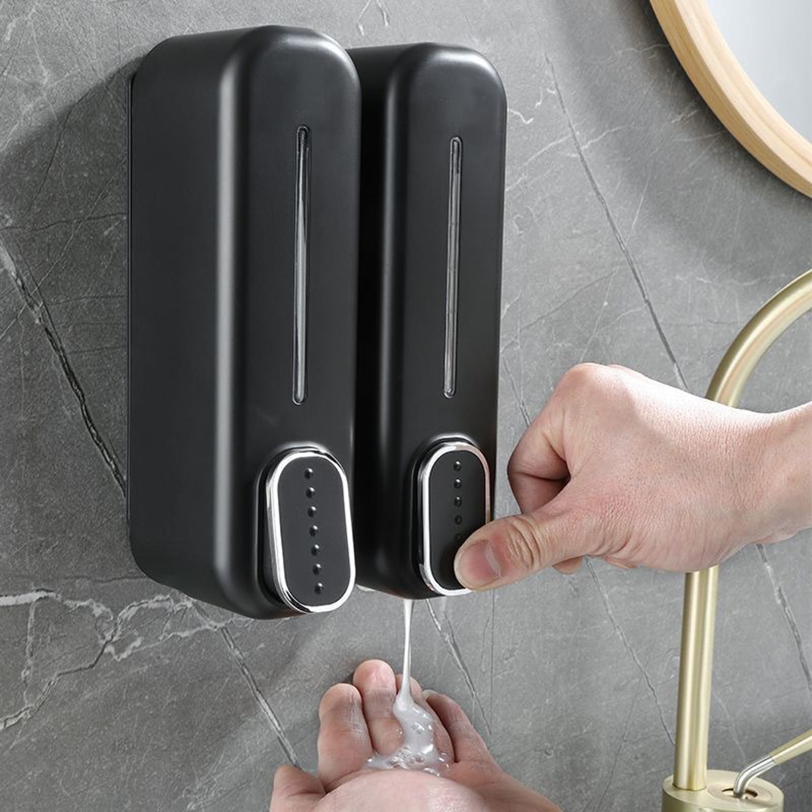 sunsanly Wall Mounted Soap Dispenser Waterproof Shampoo Conditioner Dispenser No Drilling Leak ...