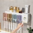 thumbnail image 1 of sunsanly Wall Mounted Toothbrush Holder with Toothpaste Dispenser Inverted Design Easy to Install Bathroom Toothbrush Holder Cosmetic Organizer, 1 of 7