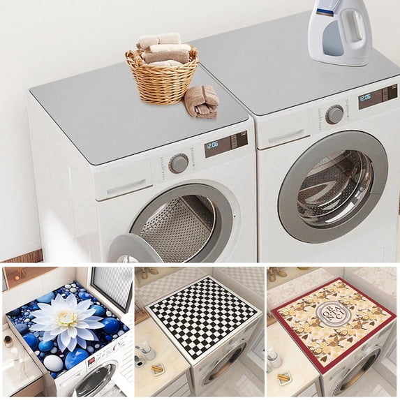 sunsanly Washing Machine Cover Dustproof Water Absorbent Printed Anti-skid Dirt-resistant Microwave Oven Protecor Fridge Top Mat Table Pad Bedstand Desktop Mat
