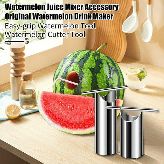 sunsanly Watermelon Cutter Stainless Steel Easy Grip Handle Puncher for Juicing Round-Shape Opener for Original Juice Making Kitchen Bar Party Accessories
