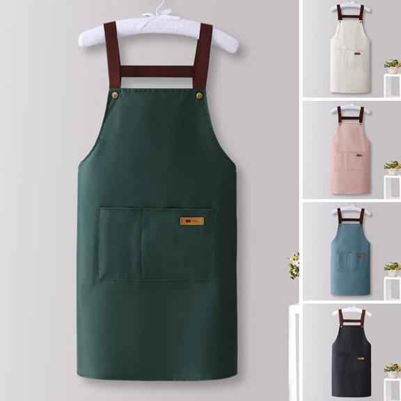sunsanly Waterproof Apron Large Pocket Oil-proof Dust-proof Kitchen Cooking Apron with Adjustable Strap Universal Chef Apron for Butchers Painters