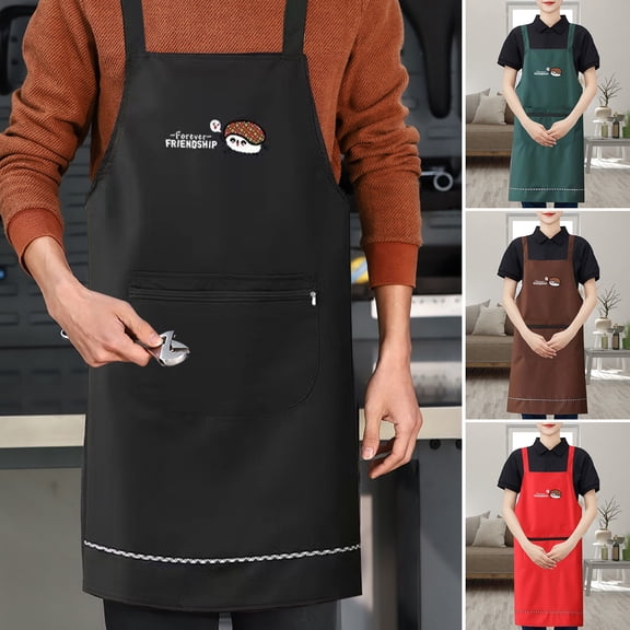 sunsanly Waterproof PVC Cooking Apron Japanese Korean Style Oil-proof Non-stick Cooking Chef Apron with Large Front Pockets