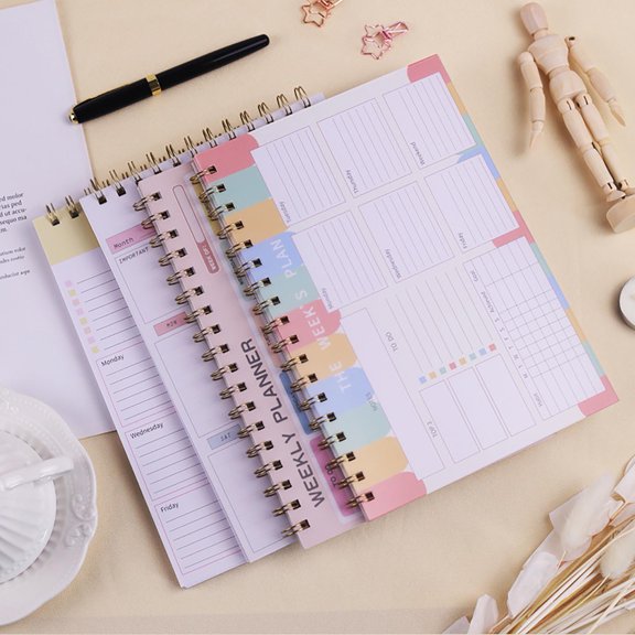 sunsanly Weekly Planner Notepad with 52 Undated Sheets Spiral Binding Weekly Desk Planner Pad Personal Organizer To-Do List Notepad