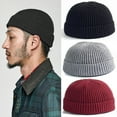 thumbnail image 1 of sunsanly Winter Unisex Hat Knitted Stretchy Dome Hat Thick Solid Color Ear Warm Daily Wear Cap Outdoor Skiing Cap, 1 of 7