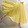 thumbnail image 1 of sunsanly Women Casual Maxi Skirt Elastic Waist Solid Color Long Skirt Ethnic Style Large Flowy Hem A-Line Skirt Streetwear, 1 of 8