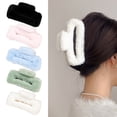 thumbnail image 1 of sunsanly Women Large Hair Claw Soft Plush Rectangle Hair Clip Anti-slip Design Hair Pin Headwear Hair Styling Tool, 1 of 8