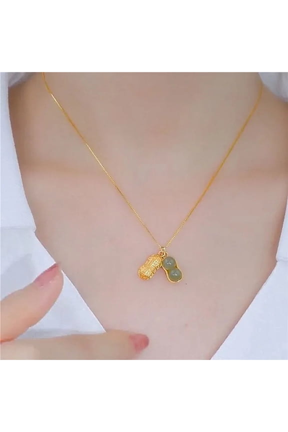 Women Necklace Chinese Style Dainty Faux Jade Auspicious Cloud Pendant Clavicle Necklace Jewelry Accessories