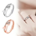 thumbnail image 1 of sunsanly Women Open Ring Rhinestone Heart Adjustable Hollow Smooth Romantic Love Polished Anniversary Gift Wedding Ring Daily Prom Finger Ring Jewelry, 1 of 8