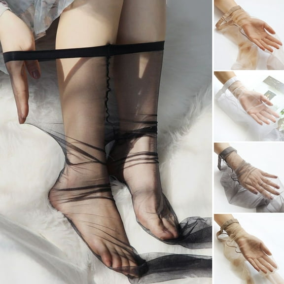 sunsanly Women Pantyhose Seamless Ultrathin Transparent Solid Color See-through High Elasticity Match Dress Skinny High Waist Lady Stockings for OL