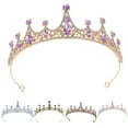 thumbnail image 1 of sunsanly Women Princess Crown Shiny Rhinestones Inlaid Wedding Tiara Headband Hair Accessory Faux Crystal Crown with Pin Fixes, 1 of 8