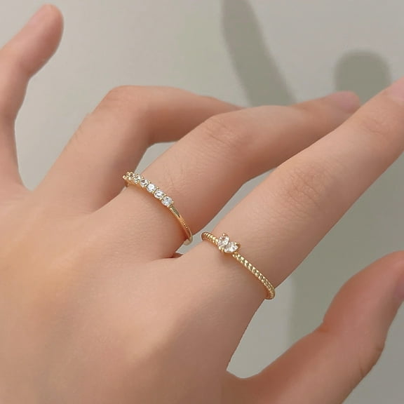 sunsanly Women Ring Opening Minimalist Elegant Luxury Golden Rhinestone Embedded Love Heart Finger Ring Fashion Jewelry
