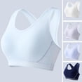 thumbnail image 1 of sunsanly Women Sports Bra Solid Color Padded Striped Wireless High Elasticity Shockproof Wide Shoulder Strap Breathable Student Bra Women Garment, 1 of 7