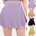 thumbnail image 1 of sunsanly Women Summer Sports Shorts Elastic High Waist Solid Color Anti-exposure Pleated Quick Dry Lady Jogging Gym Yoga Running Golf Tennis Mini Skirt, 1 of 7