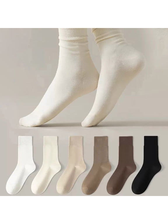 Women's Retro Mid-Calf Socks Warm Crew Socks Solid Color Cozy Stacking Socks No Pilling Soft Long Socks for Fall Winter