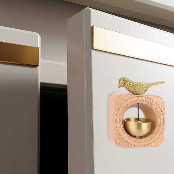 sunsanly Wood Brass Shopkeepers Bell with Golden Bird Loud Sound Front Door Hanging Bell Wind Chime Magnetic Door Opening Doorbell Home Office Shop Entrance Decoration