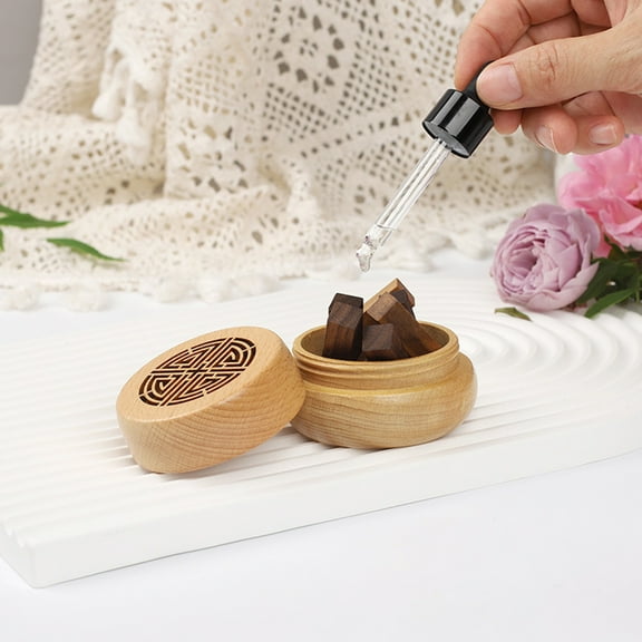 sunsanly Wooden Aromatherapy Diffuser Box Car Air Freshener Essential Oil Diffuser Round Aroma Fragrance Box Home Office Decoration