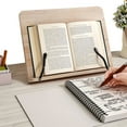 thumbnail image 1 of sunsanly Wooden Book Stand Adjustable Reading Holder Tray with Page Clips Portable Lightweight Cookbook Stand, 1 of 7