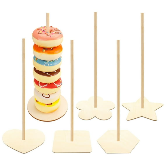 sunsanly Wooden Donut Stand Holder Quick Assembly Bagel Display Tower Sturdy Doughnut Holder Stand for Dessert Table Party Wedding Birthday