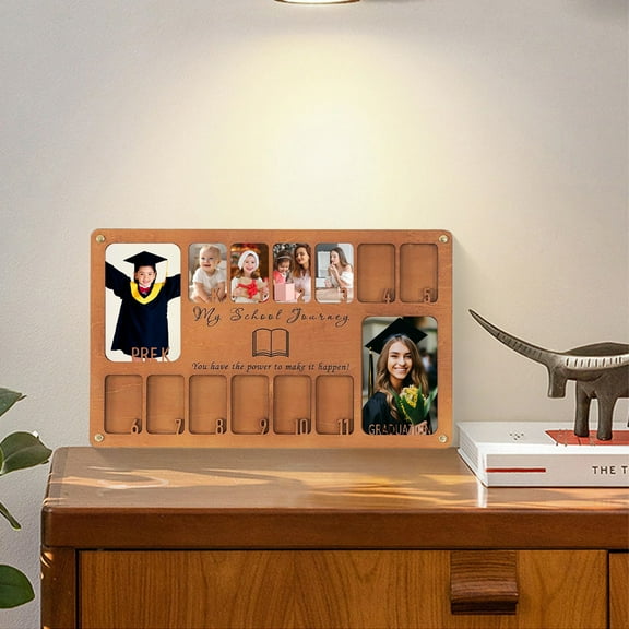 sunsanly Wooden School Photo Frame Pre-k to 12 School Years Keepsake Picture Frame Kindergarten to Graduation Wall Mount School Photo Collage Frame Decoration