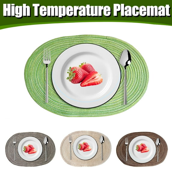 sunsanly Woven Cotton Yarn Placemats Ellipse Design Minimalist Heat Resistant Wear-Resistant Table Protectors Dining Mats for Home Kitchen
