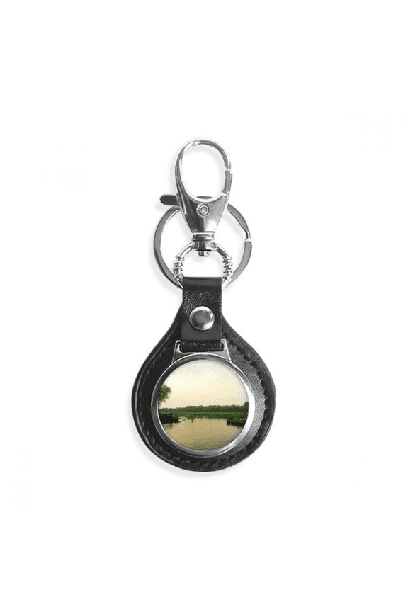 sunset lake view photography key chain keyholder hook leather metal