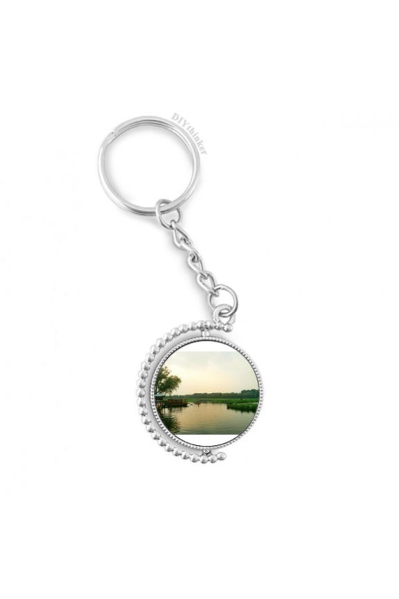 sunset lake view photography rotatable keyholder disc accessories chain clip