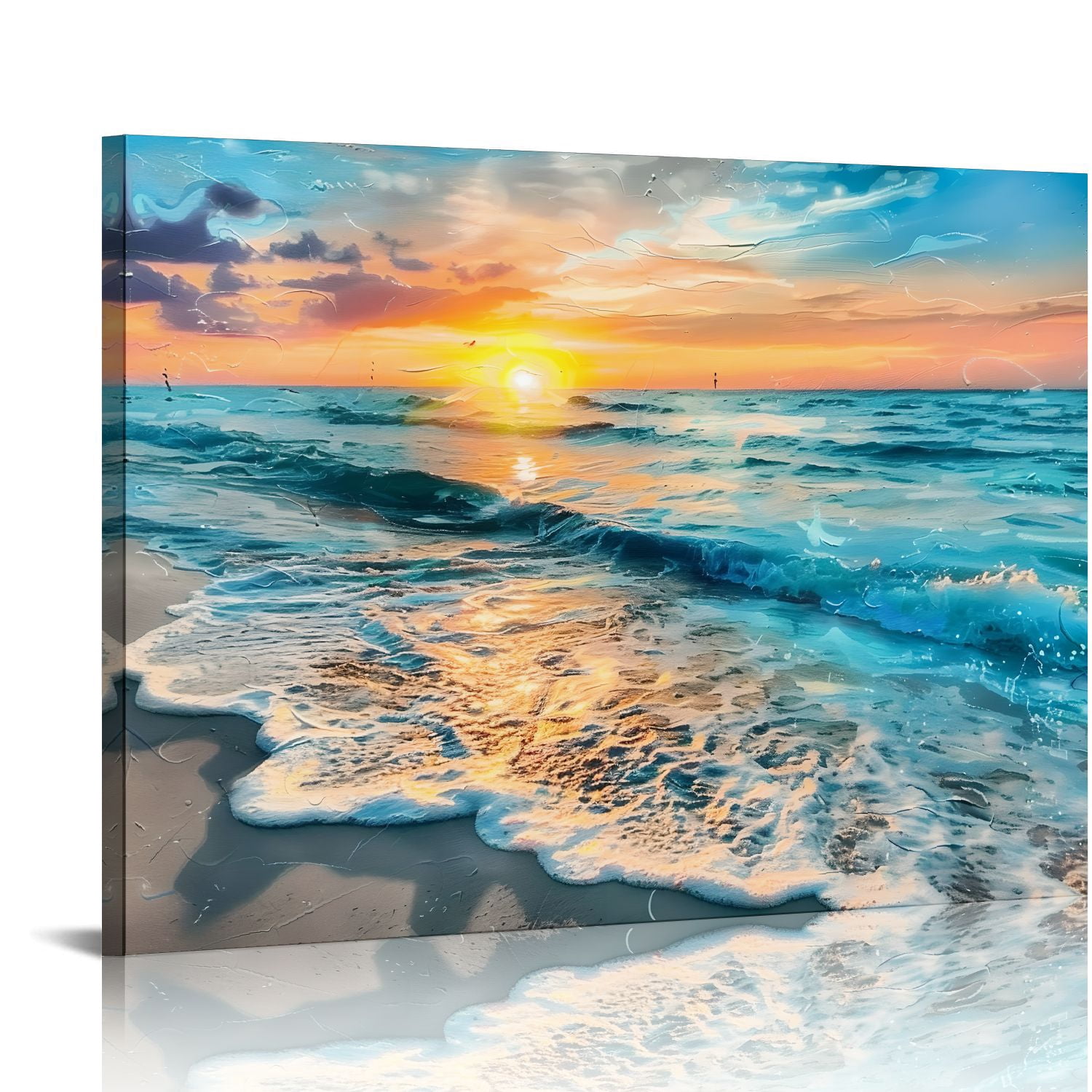 sunset waves beach Art Modern Canvas Prints Wall Decor for Bathroom ...