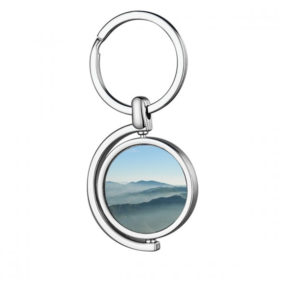sunshine mountains fog nature rotating keychain metal keyring holder