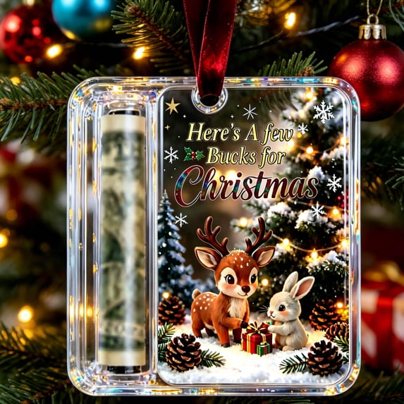 suore Christmas Cash Gift Holder Ornament, Acrylic Christmas Money Holder for Cash, Funny Holiday Xmas Tree Hanging Ornaments Decor, Gifting Cash Birthday Graduation Back to School Gifts