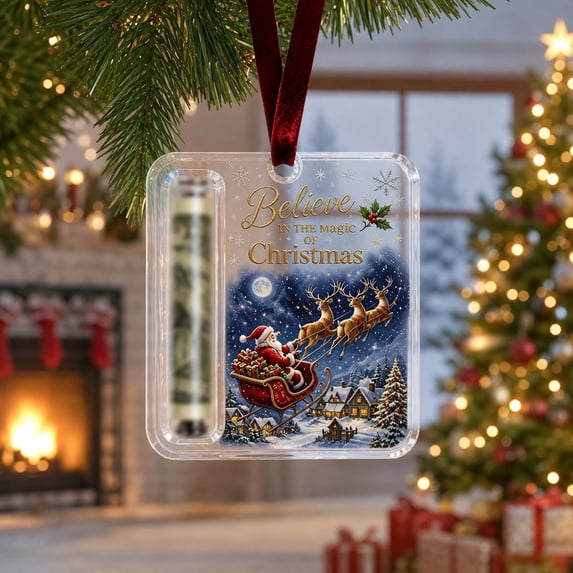 suore Christmas Cash Gift Holder Ornament, Crystal-Clear Christmas Money Holders for Cash, Funny Holiday Xmas Tree Hanging Ornaments Decor, Gifting Cash Birthday Graduation Back to School Gifts