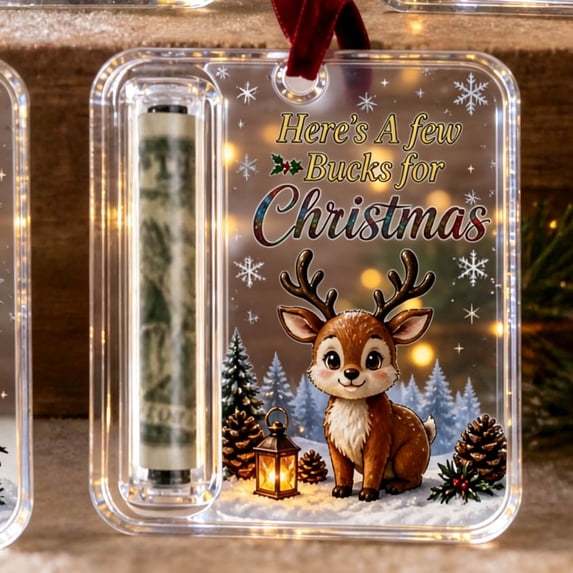 suore Christmas Cash Gift Holder Ornament, Crystal-Clear Christmas Money Holders for Cash, Funny Holiday Xmas Tree Hanging Ornaments Decor, Gifting Cash Birthday Graduation Back to School Gifts
