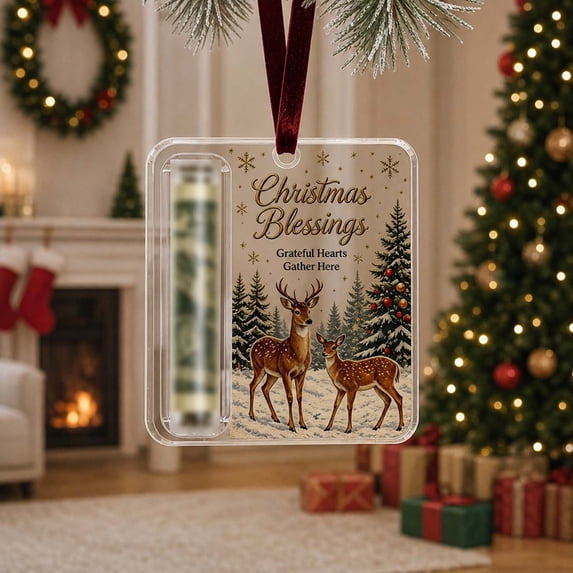 suore Christmas Cash Gift Ornament, Acrylic Christmas Tree Ornaments, Personalised Money Holder for Cash Gift, Unique Christmas Money Holder Keepsake Gift Stocking Stuffer for Home Office Decor