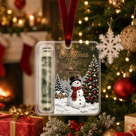 suore Christmas Cash Gift Tree Ornaments, Acrylic Christmas Money Holders for Cash, Funny Hanging Xmas Tree Decoration, Unique Money Gift for Christmas Graduation Back to School