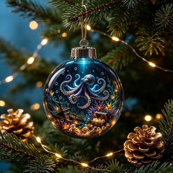 suore Christmas Decor, Christmas Ball Ornaments, 3.1in Underwater Sea Hanging Baubles, Animal Pattern Tree Decorations, Nautical Holiday Decor, Seasonal Home Ornament Collection Gifts