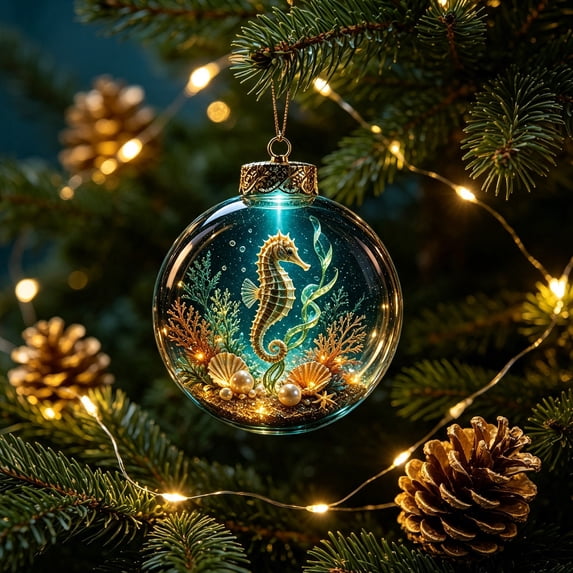 suore Christmas Tree Decor, 3.1in Christmas Ball Ornaments, Underwater Sea Organism Hanging Baubles, Christmas Ball for Nautical Style Xmas Tree Home Indoor Decor, Christmas Gifts