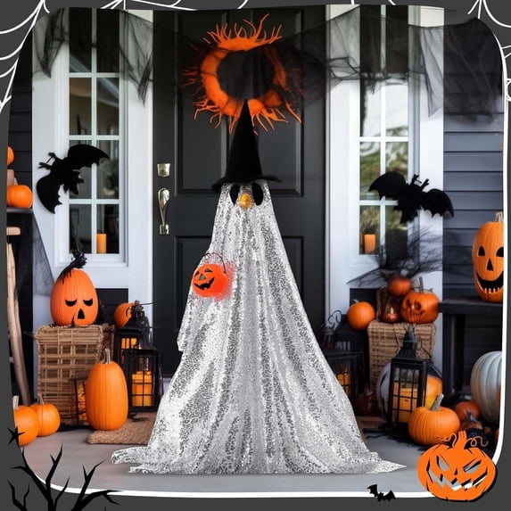 suore Halloween Porch Goose Outfit, Goose Clothes 23" with Witch Hat and Pumpkin Bag, Fits Plastic Cement Goose for Outdoor Porch Yard Patio Decor