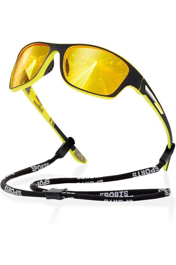 Polarized Sports Sunglasses for Men: UV400 Protection Glasses Womens Wrap Around Goggles for Driving Fishing