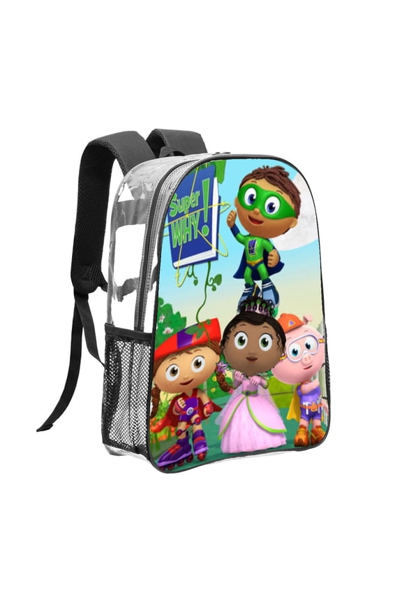 super why Pattern Transparent Backpack Lightweight And fashionable Showcasing Personality And Leading The Trend