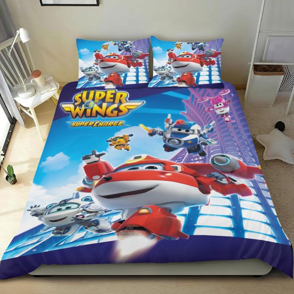 super wings Themed Bed Sheet Set Three Piece Set 53x79 Inches Comfortable And Skin Friendly Unique Design Creating A Star Studded Night Home Decor Gifts For Family Friends fans