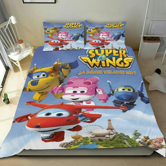 super wings Themed Bed Sheet Set Three Piece Set 53x79 Inches Comfortable And Skin Friendly Unique Design Creating A Star Studded Night Home Decor Gifts For Family Friends fans