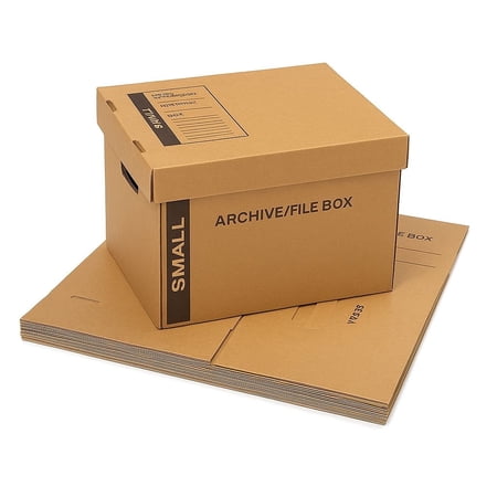 12 - Pack 15x12x10 Small Standard File Storage Moving Box with Lid Letter Handles