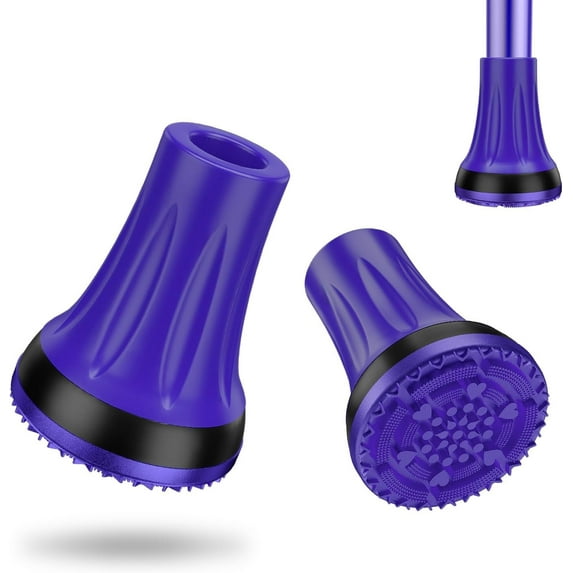 SupreGear 3/4" Heavy Duty Anti-Slip Rubber Cane Tips, 2-Pack, Puple
