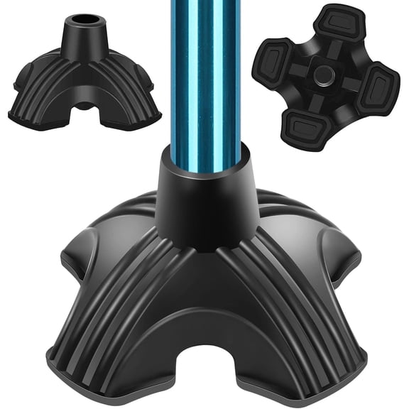 SupreGear 3/4-Inch Quad Cane Tips, Wide Base Rubber Non-Slip Feet for Stable Self-Standing Support