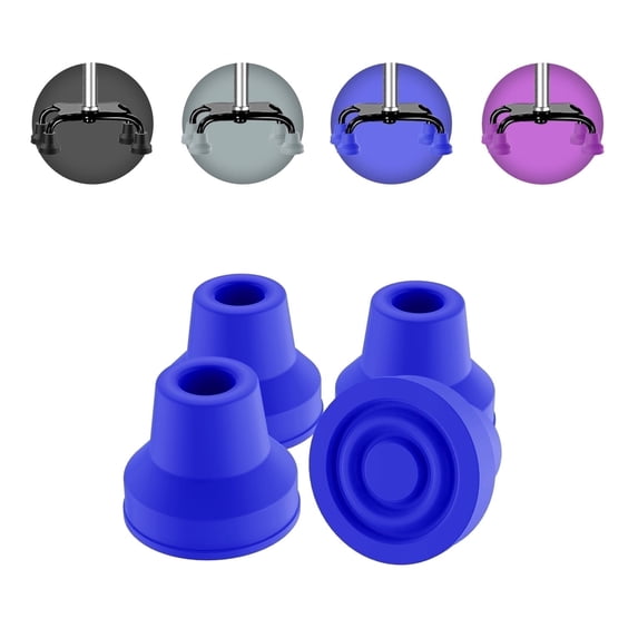 SupreGear Quad Cane Tips 5/8 in – 4 Pack Non-Slip Rubber Feet for Canes, Extreme Grip, Blue