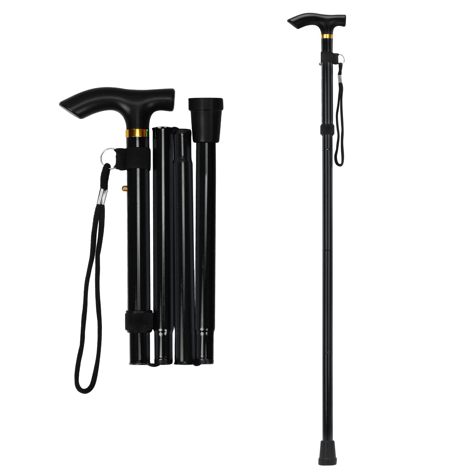 supregear Folding Cane, 5-Level Adjustable Height Walking Stick Lightweight  Portable Cane, Black