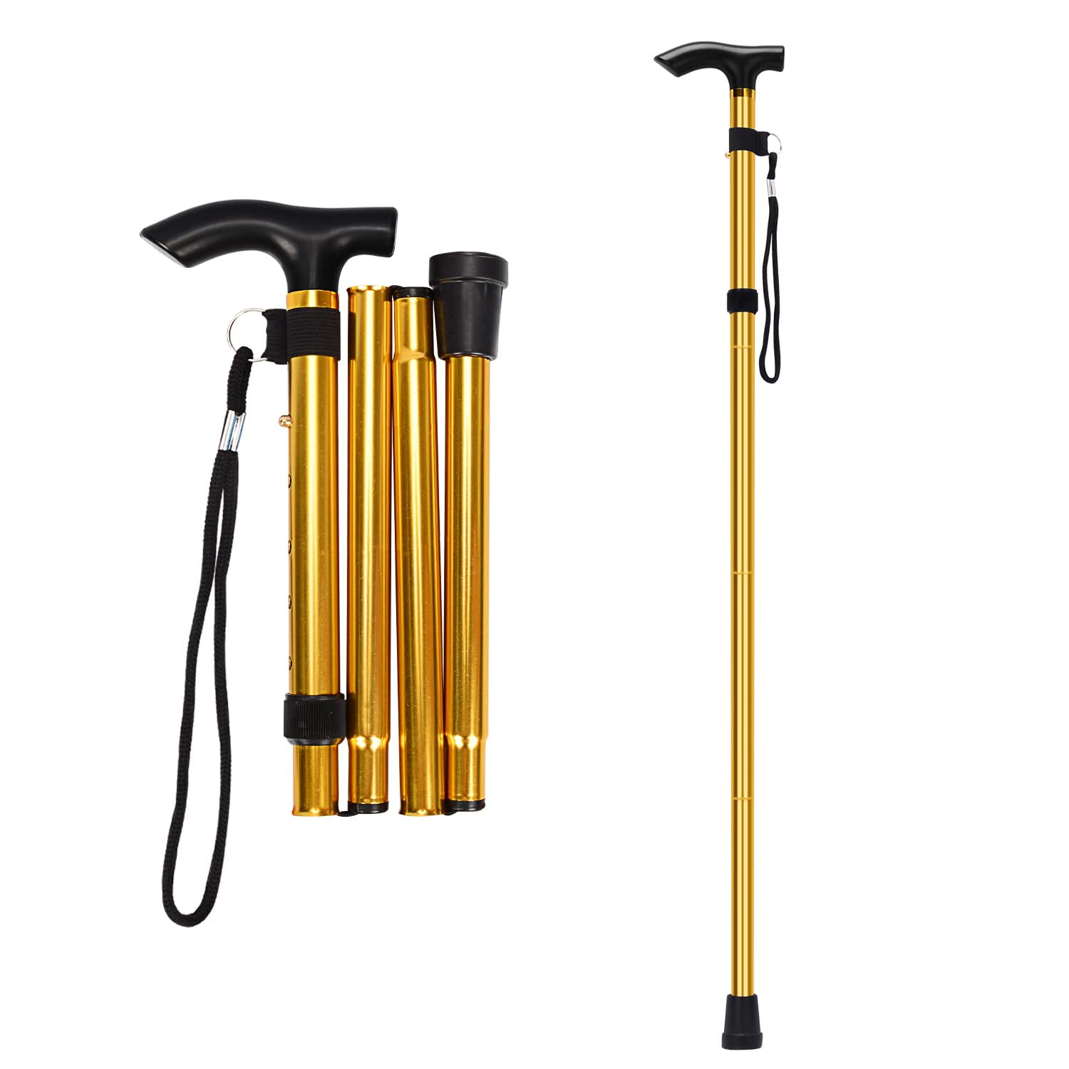 supregear Folding Cane, Adjustable Height Lightweight Portable Walking  Stick, Gold 