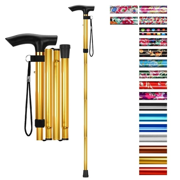 SupreGear Folding Cane, 5-Level Lightweight Collapsible Adjustable Height Walking Stick for Seniors and Adults