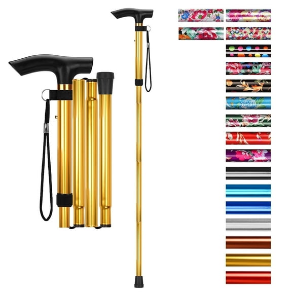 SupreGear Folding Cane, 5-Level Lightweight Collapsible Adjustable Height Walking Stick for Seniors and Adults