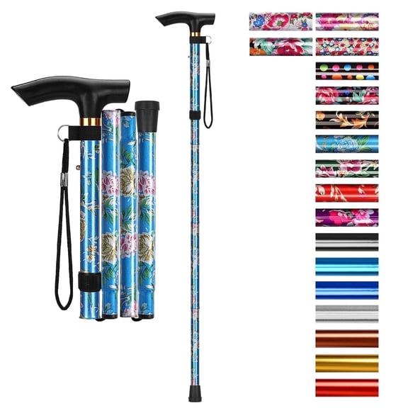 SupreGear Adjustable Height Walking Stick with T-Handle, Lightweight Collapsible Cane for Seniors & Adults
